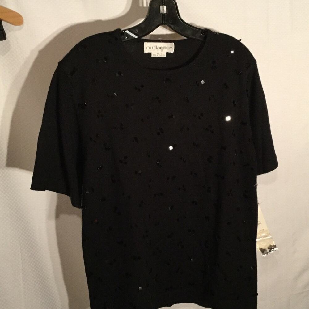 Outlander M black sweater with sparkles NWT